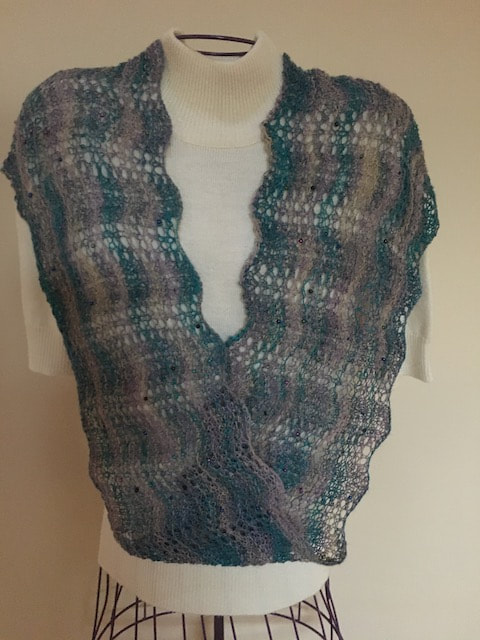 Handknit lace infinity scarf