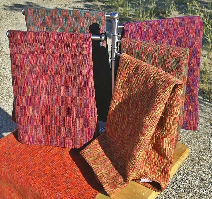 Handwoven towels in autumn colors